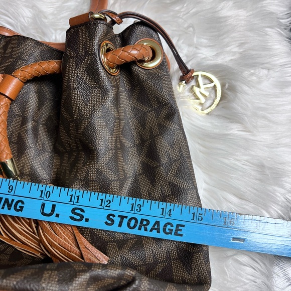 Michael Kors Dark Brown Shoulder Bag with Gold Accents - Picture 10 of 11